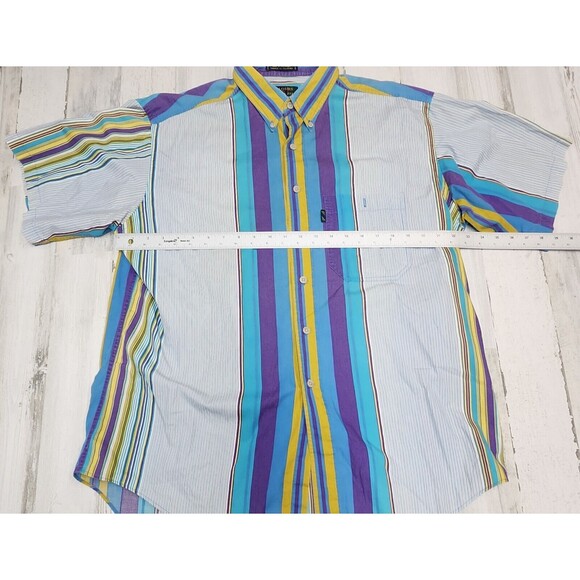 Vintage Colours Shirt Men Large MultiColor Stripe 90's Style By Alexander Julian - Picture 5 of 8